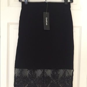 Bebe black skirt with lace NWT